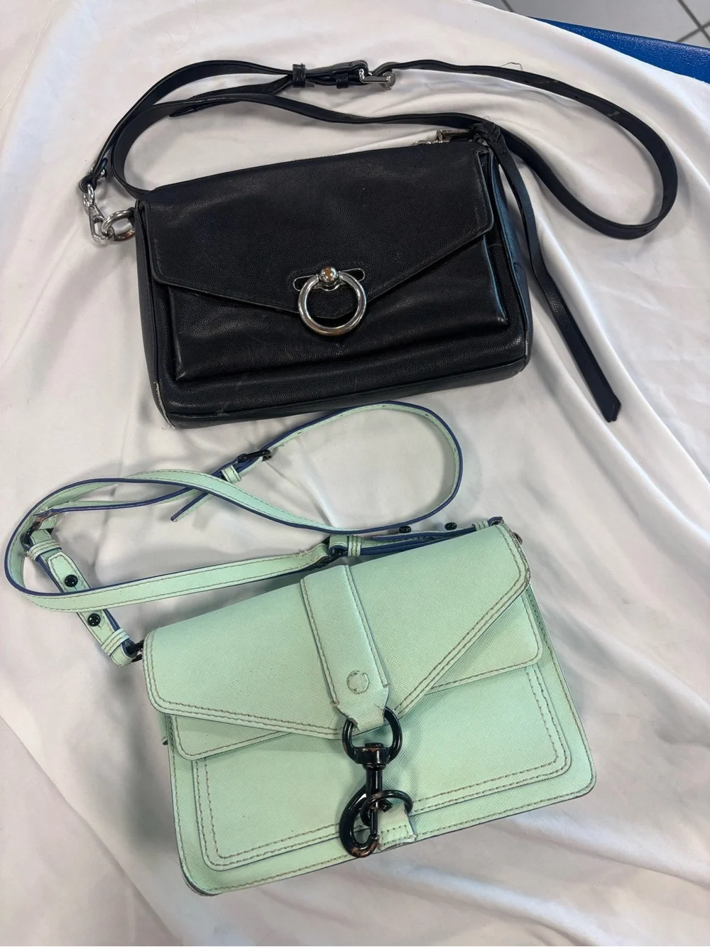 Kate Spade Grey Crossbody / Rebecca Minkoff Black and Mint Crossbody Handbags